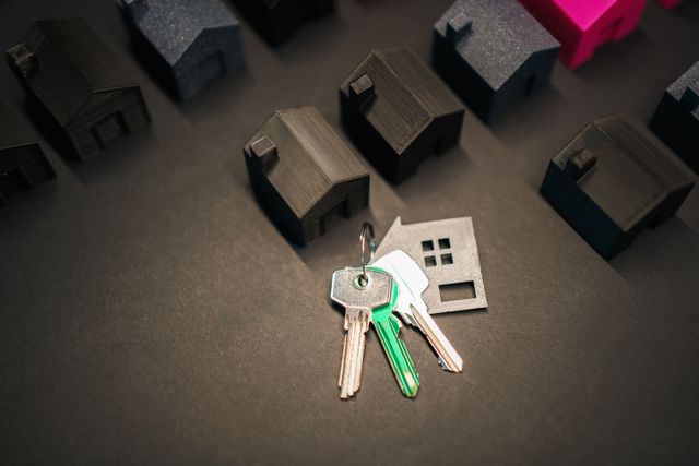 house keys with miniature houses